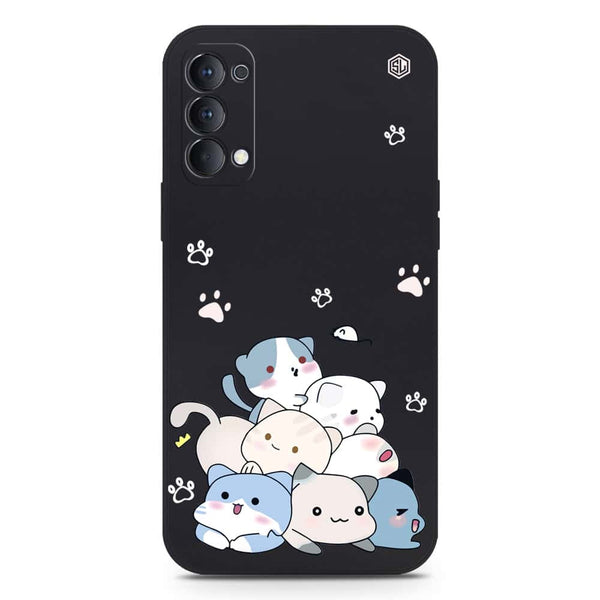 Cute Design Soft Phone Case - Silica Gel Case - Black - Oppo Reno 4 5G