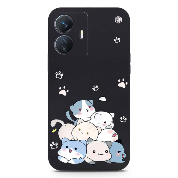 Cute Design Soft Phone Case - Silica Gel Case - Black - Vivo Y77e