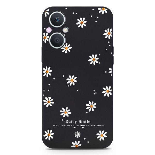 Daisy Smile Design Soft Phone Case - Black - Oppo Reno 8 Lite