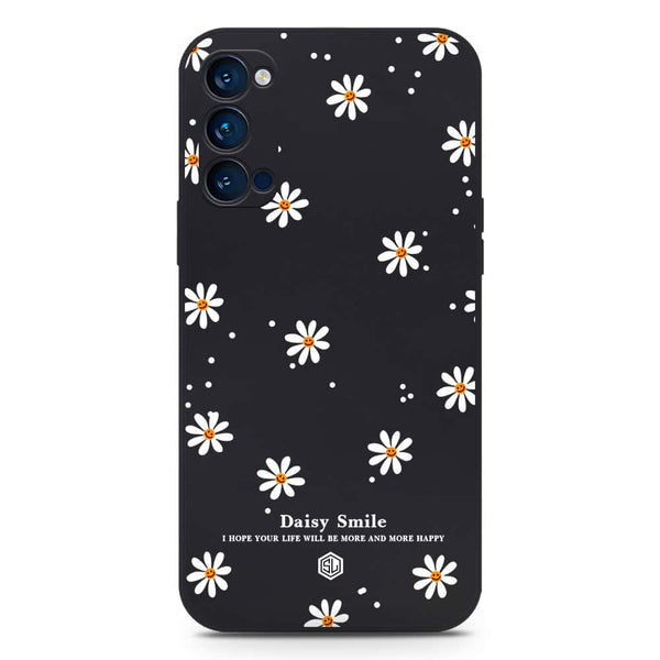 Daisy Smile Design Soft Phone Case - Silica Gel Case - Black - Oppo Reno 4