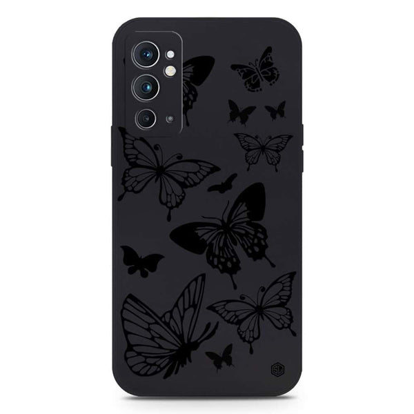 Cute Butterfly Design Soft Phone Case - Silica Gel Case - Black - OnePlus 9RT 5G