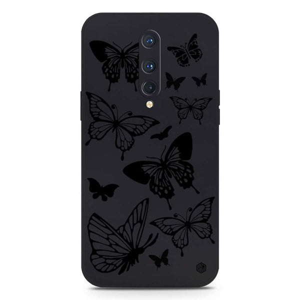 Cute Butterfly Design Soft Phone Case - Silica Gel Case - Black - OnePlus 8