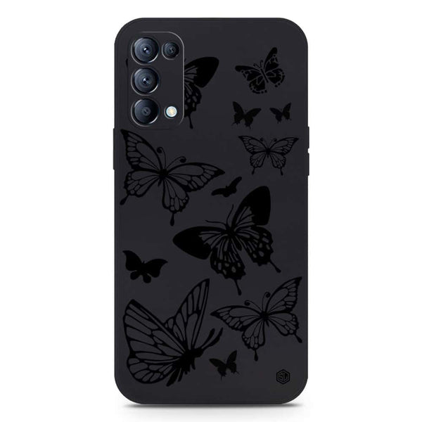 Cute Butterfly Design Soft Phone Case - Silica Gel Case - Black - Oppo Reno 5 Pro 5G