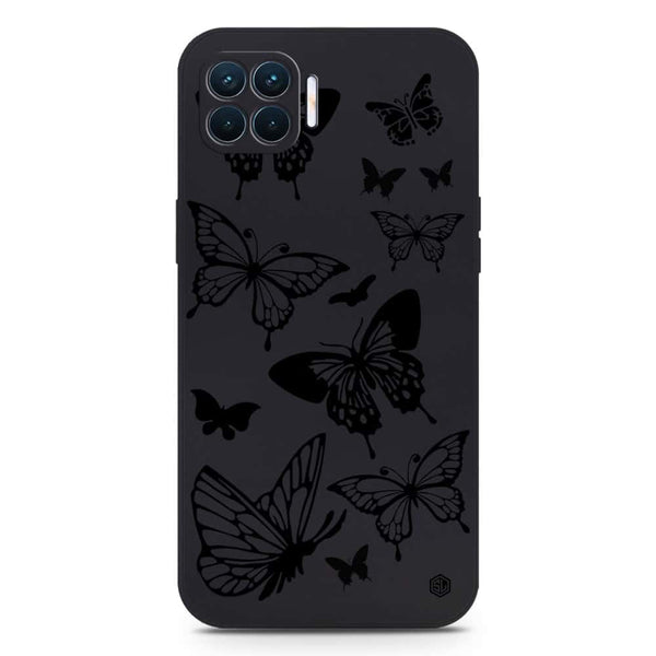 Cute Butterfly Design Soft Phone Case - Silica Gel Case - Black - Oppo Reno4 Lite