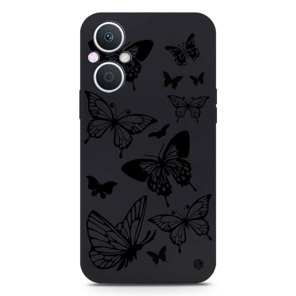 Cute Butterfly Design Soft Phone Case - Silica Gel Case - Black - Oppo A96 5G