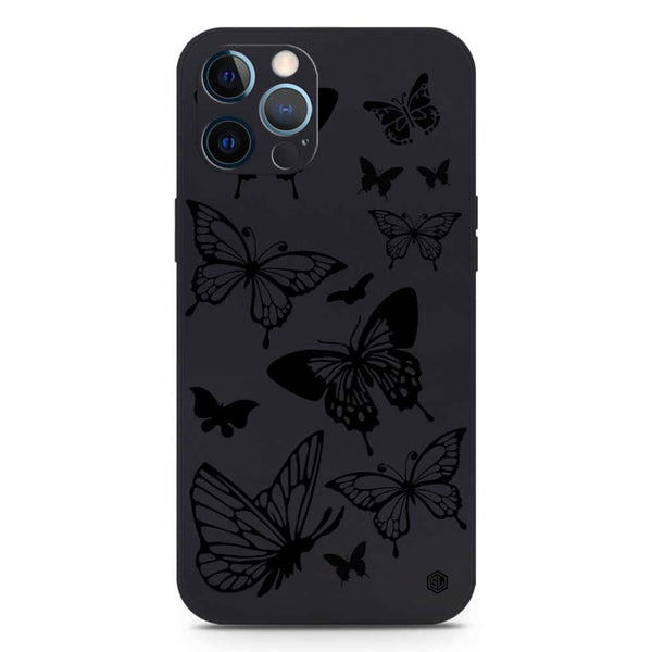 Cute Butterfly Design Soft Phone Case - Silica Gel Case - Black - iPhone 12 Pro Max