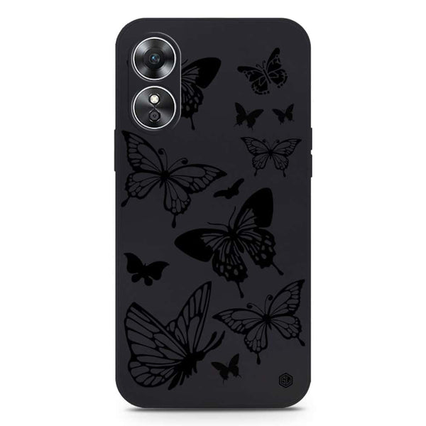 Cute Butterfly Design Soft Phone Case - Silica Gel Case - Black - Oppo A17