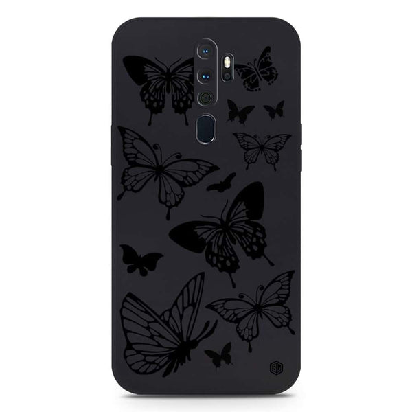 Cute Butterfly Design Soft Phone Case - Silica Gel Case - Black - Oppo A9 2020