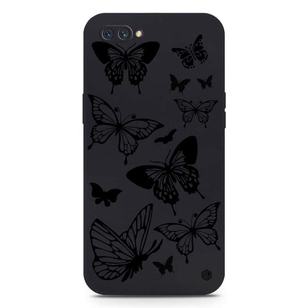 Cute Butterfly Design Soft Phone Case - Silica Gel Case - Black - Oppo A3s