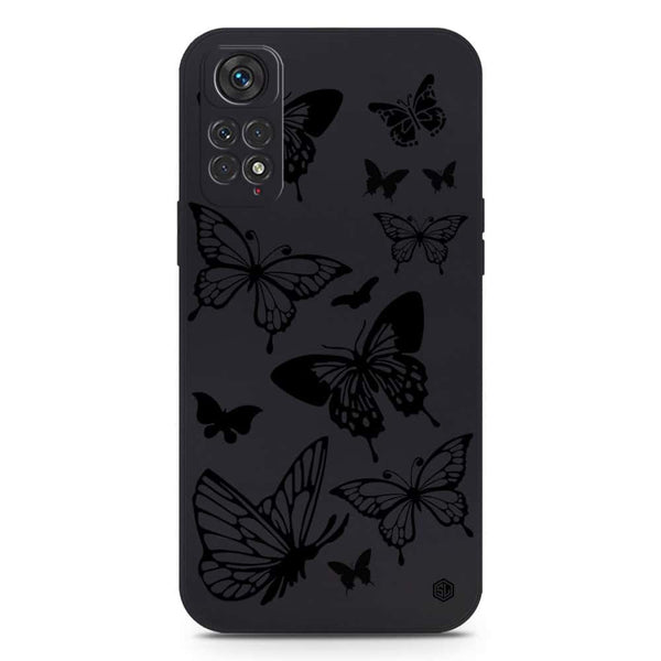 Cute Butterfly Design Soft Phone Case - Silica Gel Case - Black - Xiaomi Redmi Note 11 4G