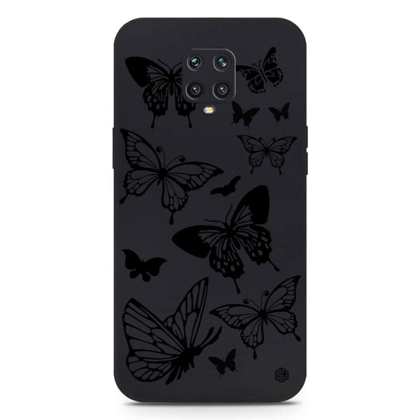 Cute Butterfly Design Soft Phone Case - Silica Gel Case - Black - Xiaomi Redmi Note 9 Pro