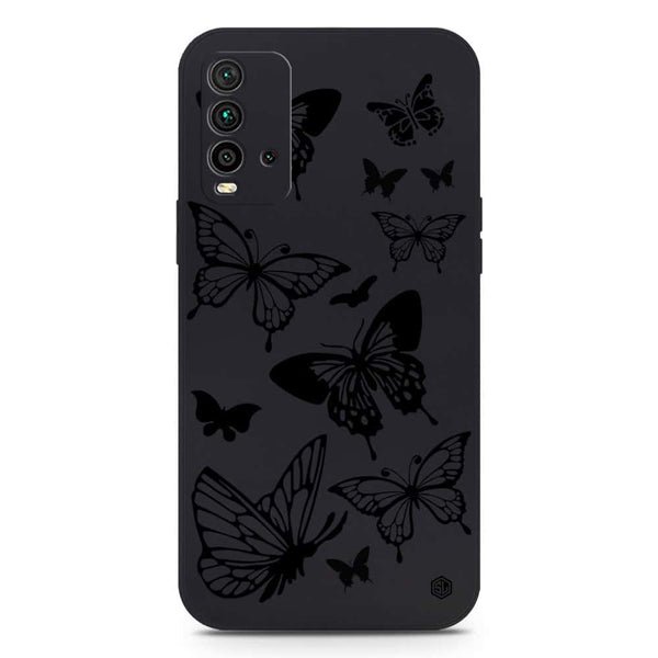 Cute Butterfly Design Soft Phone Case - Silica Gel Case - Black - Xiaomi Redmi Note 9 4G