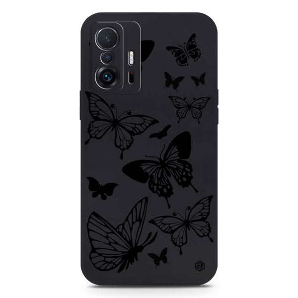 Cute Butterfly Design Soft Phone Case - Silica Gel Case - Black - Xiaomi 11T Pro
