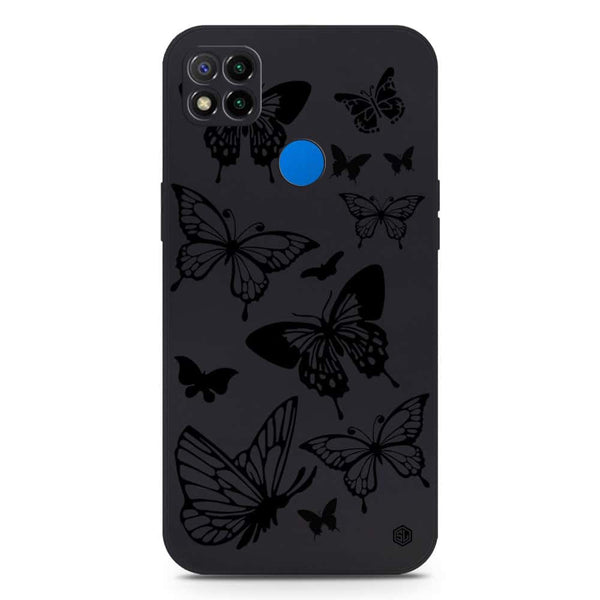 Cute Butterfly Design Soft Phone Case - Silica Gel Case - Black - Xiaomi Redmi 9C