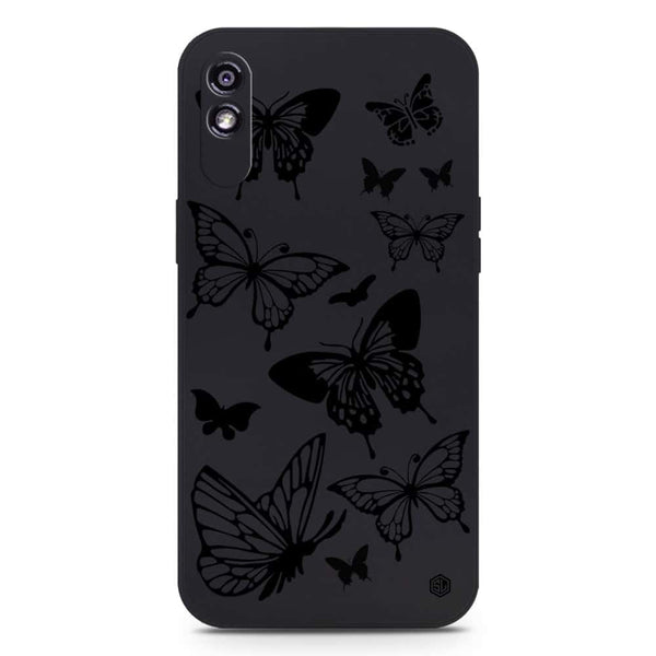 Cute Butterfly Design Soft Phone Case - Silica Gel Case - Black - Xiaomi Redmi 9i