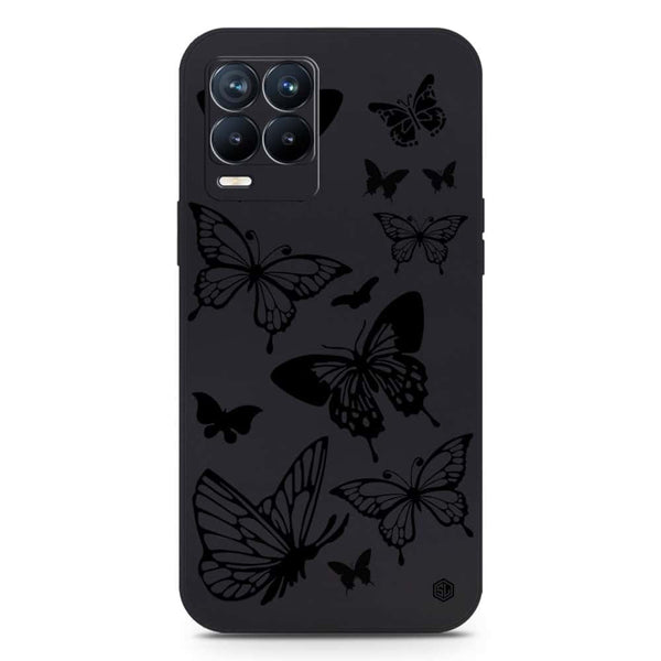 Cute Butterfly Design Soft Phone Case - Silica Gel Case - Black - Realme 8