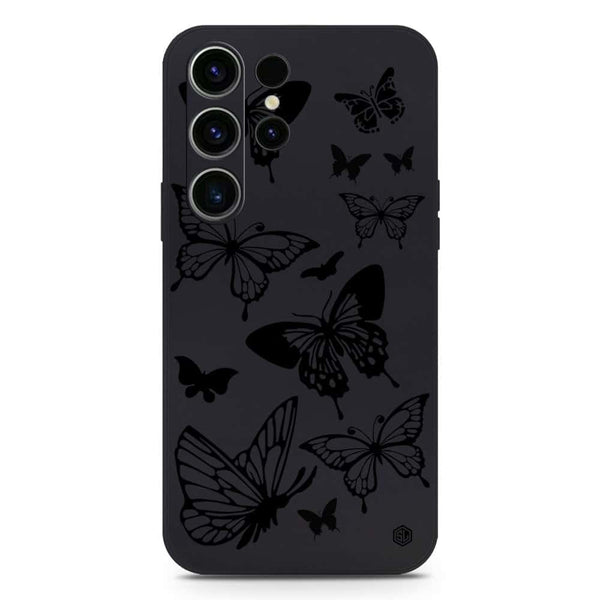 Cute Butterfly Design Soft Phone Case - Silica Gel Case - Black - Samsung Galaxy S23 Ultra 5G