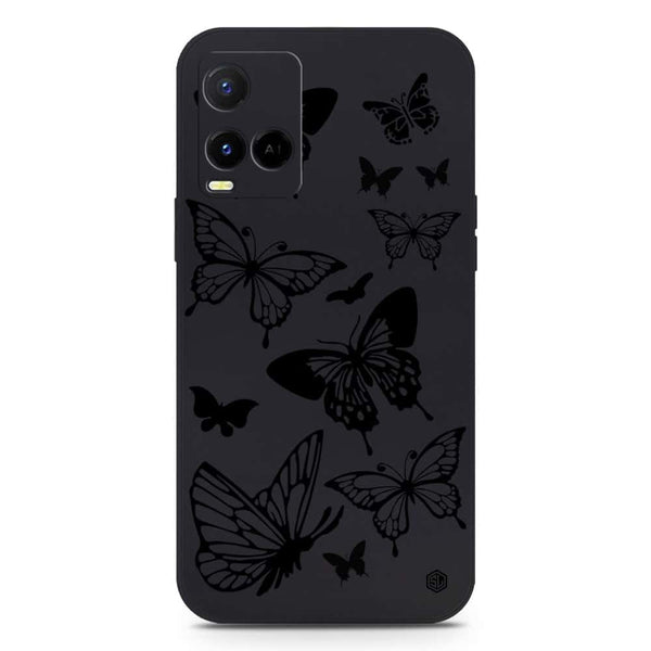 Cute Butterfly Design Soft Phone Case - Silica Gel Case - Black - Vivo Y33s