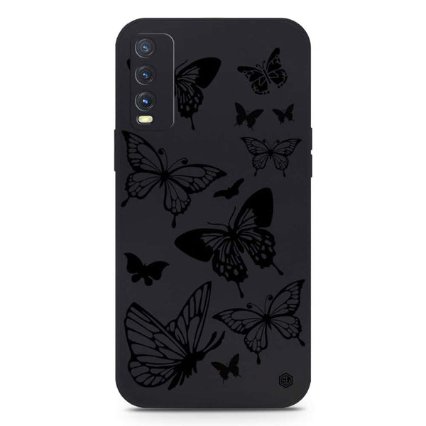 Cute Butterfly Design Soft Phone Case - Silica Gel Case - Black - Vivo Y20a