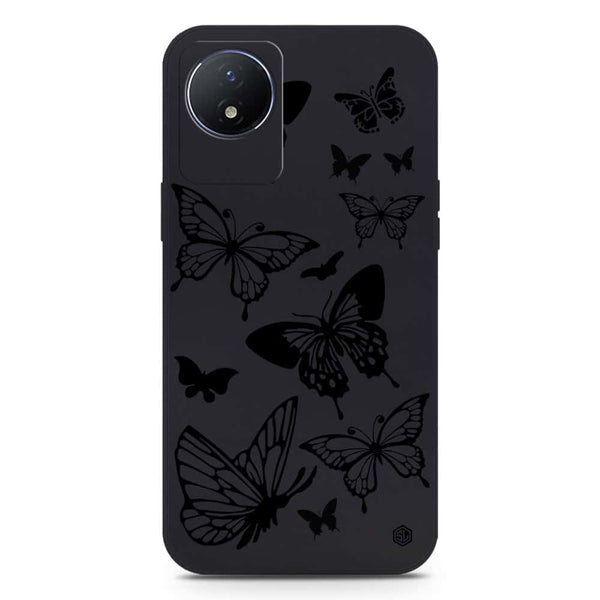 Cute Butterfly Design Soft Phone Case - Silica Gel Case - Black - Vivo Y11 2023