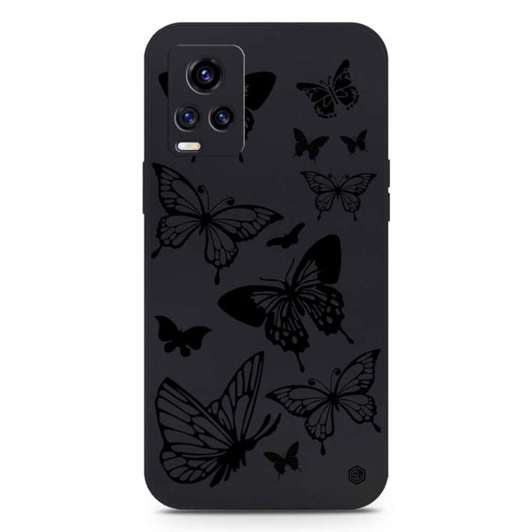 Cute Butterfly Design Soft Phone Case - Silica Gel Case - Black - Vivo V20