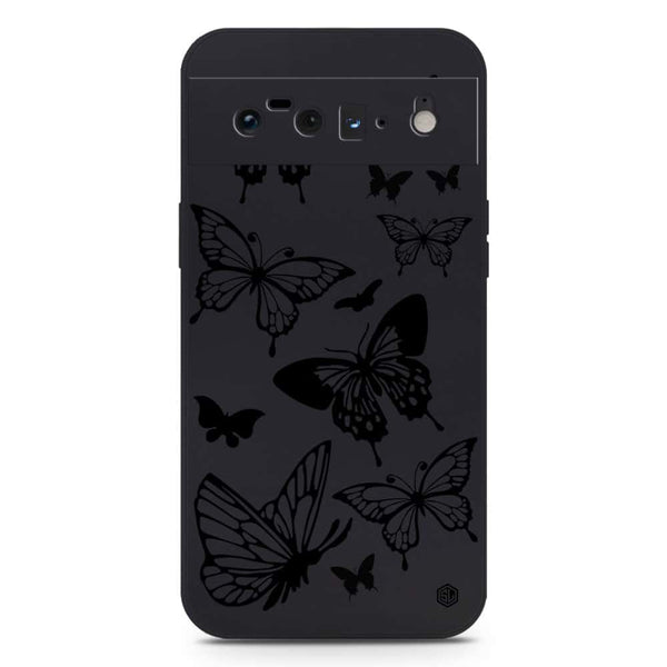 Cute Butterfly Design Soft Phone Case - Silica Gel Case - Black - Google Pixel 6 Pro