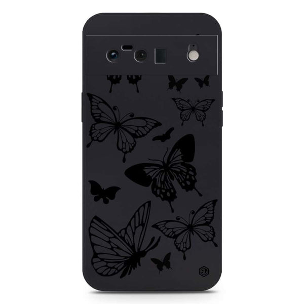 Cute Butterfly Design Soft Phone Case - Silica Gel Case - Black - Google Pixel 6