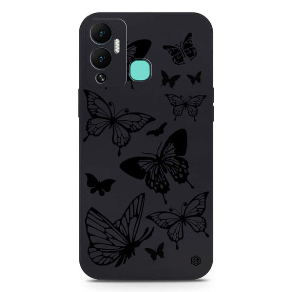 Cute Butterfly Design Soft Phone Case - Silica Gel Case - Black - Infinix Hot 12 Play