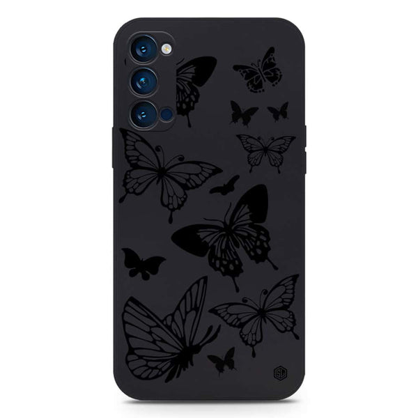 Cute Butterfly Design Soft Phone Case - Silica Gel Case - Black - Oppo Reno 4