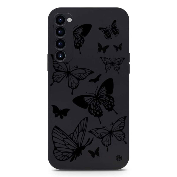 Cute Butterfly Design Soft Phone Case - Silica Gel Case - Black - Oppo Reno 4 Pro