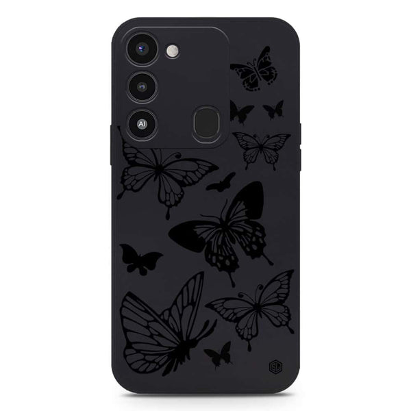 Cute Butterfly Design Soft Phone Case - Silica Gel Case - Black - Tecno Spark Go 2022