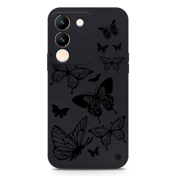 Cute Butterfly Design Soft Phone Case - Silica Gel Case - Black - Vivo V29e