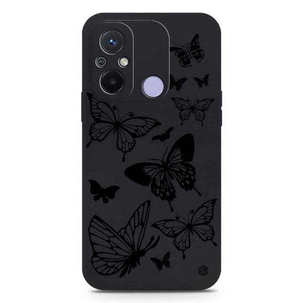 Cute Butterfly Design Soft Phone Case - Silica Gel Case - Black - Xiaomi Redmi 12C