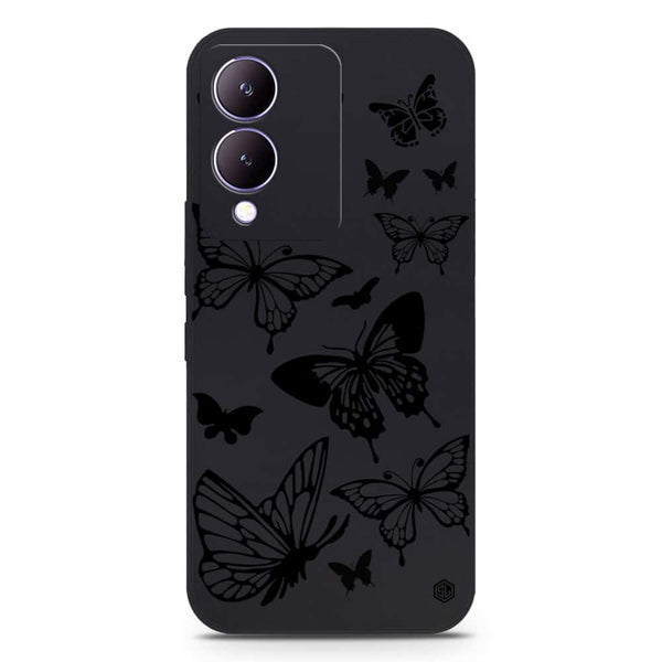 Cute Butterfly Design Soft Phone Case - Silica Gel Case - Black - Vivo Y17s