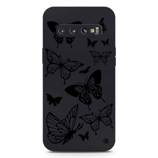 Cute Butterfly Design Soft Phone Case - Silica Gel Case - Black - Samsung Galaxy S10