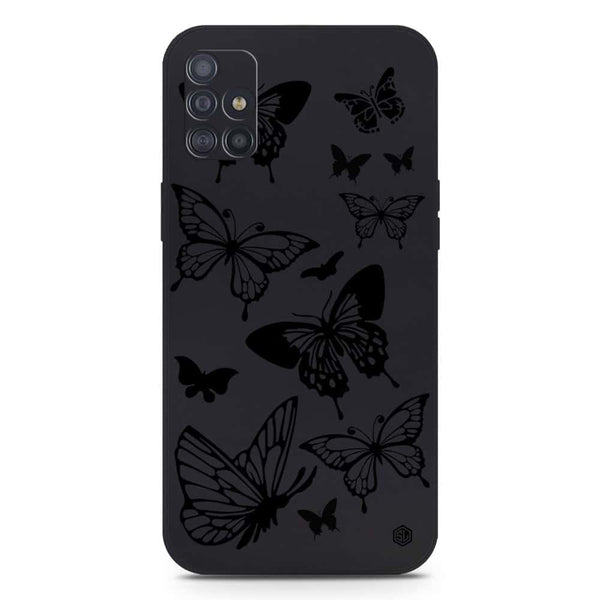 Cute Butterfly Design Soft Phone Case - Silica Gel Case - Black - Samsung Galaxy A71