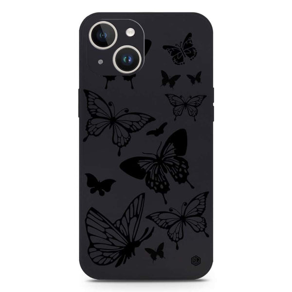 Cute Butterfly Design Soft Phone Case - Silica Gel Case - Black - iPhone 14 Plus