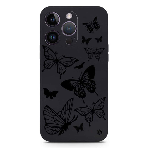 Cute Butterfly Design Soft Phone Case - Silica Gel Case - Black - iPhone 14 Pro