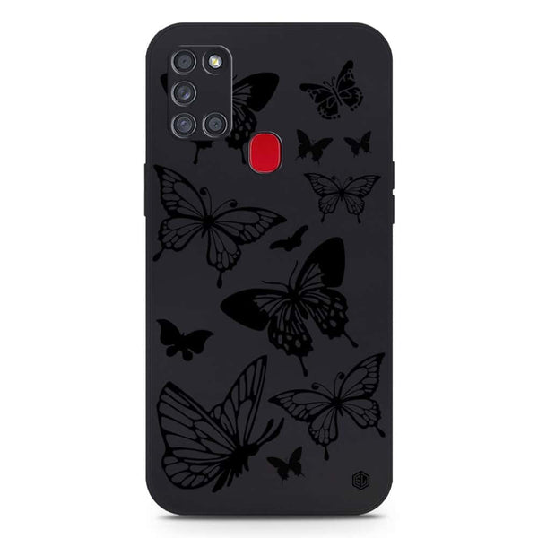 Cute Butterfly Design Soft Phone Case - Silica Gel Case - Black - Samsung Galaxy A21s