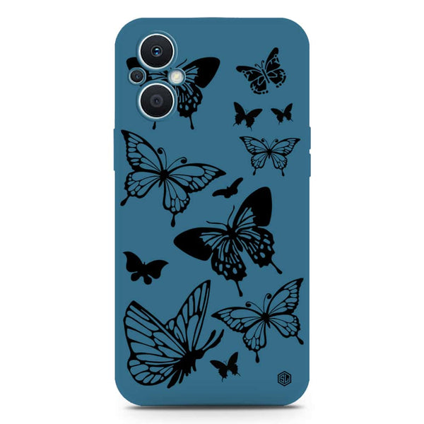 Cute Butterfly Design Soft Phone Case - Silica Gel Case - Blue - Oppo Reno 8 Lite