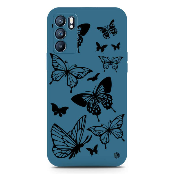 Cute Butterfly Design Soft Phone Case - Silica Gel Case - Blue - Oppo Reno 6 Pro 5G