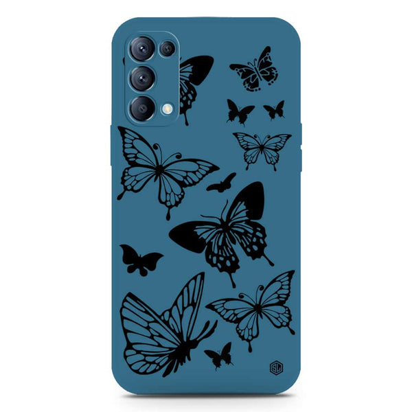 Cute Butterfly Design Soft Phone Case - Silica Gel Case - Blue - Oppo Reno 5 Pro 5G