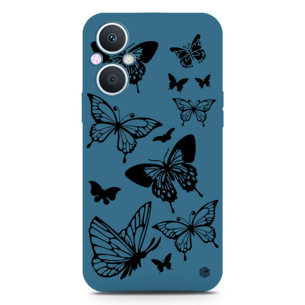 Cute Butterfly Design Soft Phone Case - Silica Gel Case - Blue - Oppo A96 5G