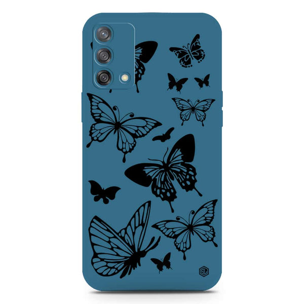 Cute Butterfly Design Soft Phone Case - Silica Gel Case - Blue - Oppo A74