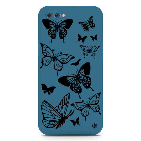 Cute Butterfly Design Soft Phone Case - Silica Gel Case - Blue - Oppo A3s