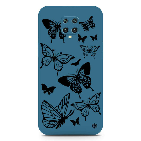 Cute Butterfly Design Soft Phone Case - Silica Gel Case - Blue - Xiaomi Redmi Note 9 Pro