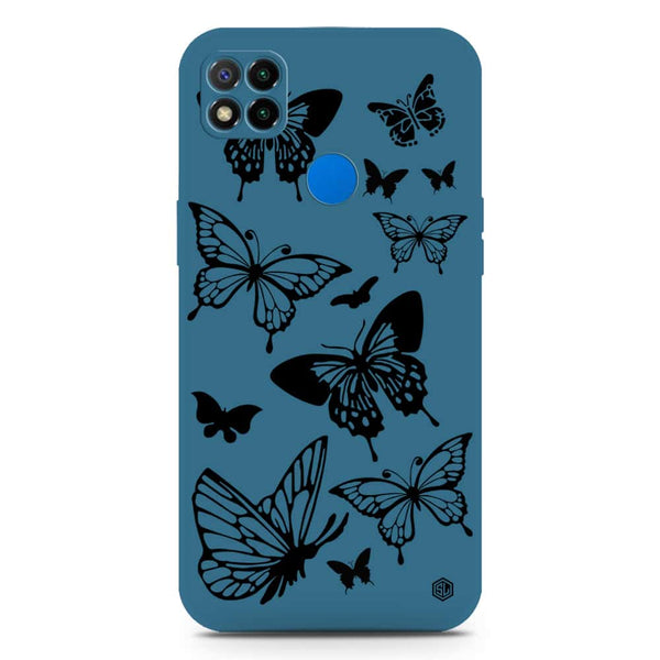 Cute Butterfly Design Soft Phone Case - Silica Gel Case - Blue - Xiaomi Redmi 9C