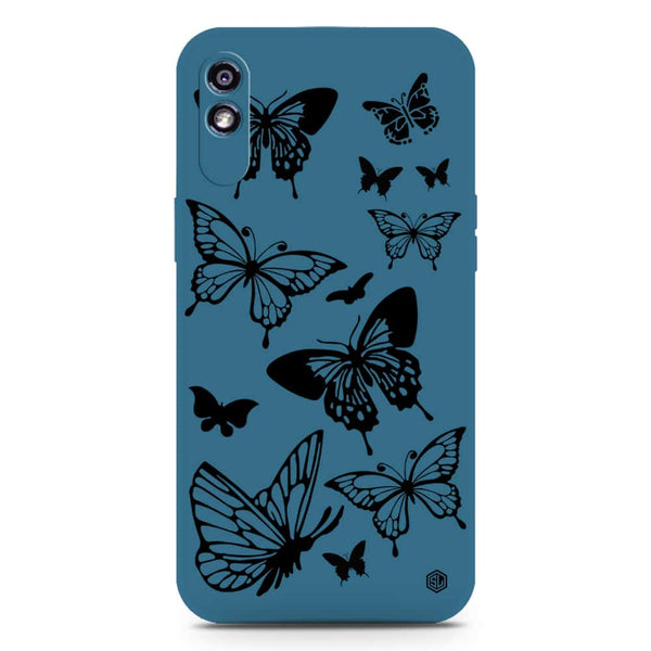 Cute Butterfly Design Soft Phone Case - Silica Gel Case - Blue - Xiaomi Redmi 9i