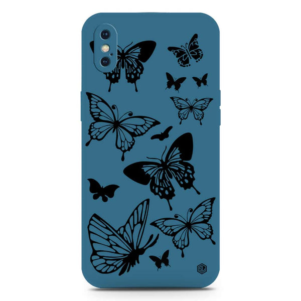 Cute Butterfly Design Soft Phone Case - Silica Gel Case - Blue - iPhone XS Max