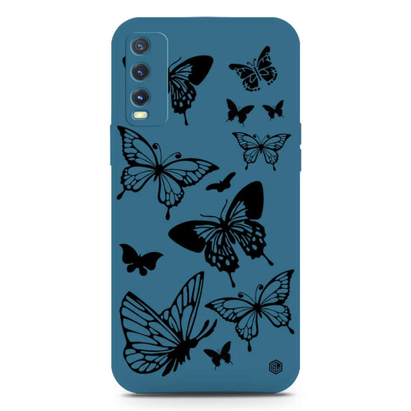 Cute Butterfly Design Soft Phone Case - Silica Gel Case - Blue - Vivo Y20T